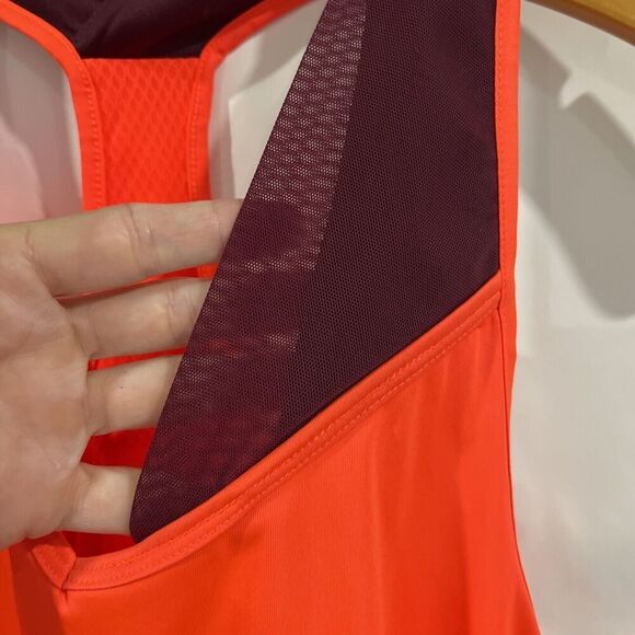 Adidas Women M Neon Orange Tank Top Tennis Pickleball Designer Elegant Mesh - Picture 3 of 9